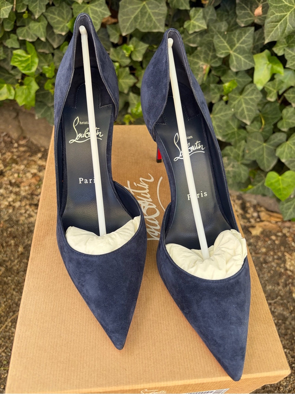 Christian Louboutin Blue Suede D'Orsay Iriza Pointed-Toe Pump Size EU 40 - Picture 6 of 13